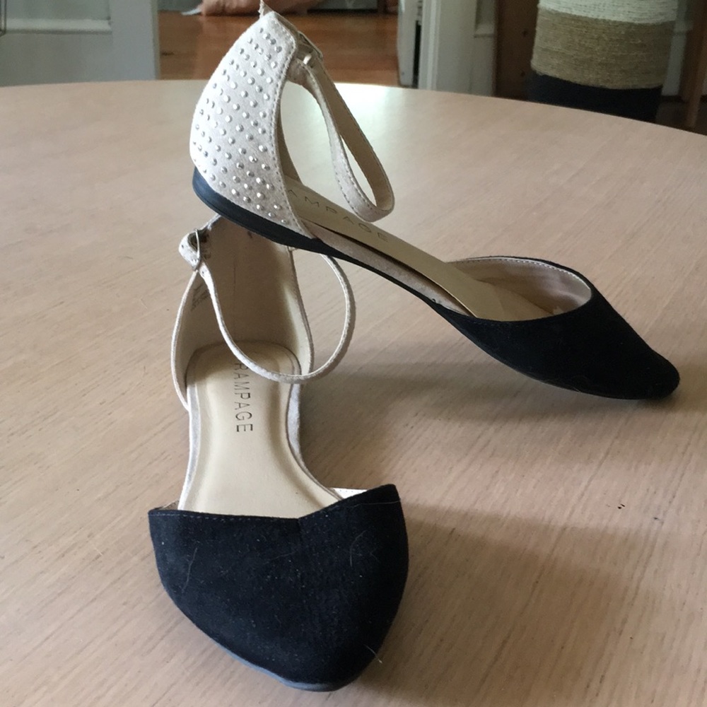Rampage Vegan Leather and Suede Studded Flats
